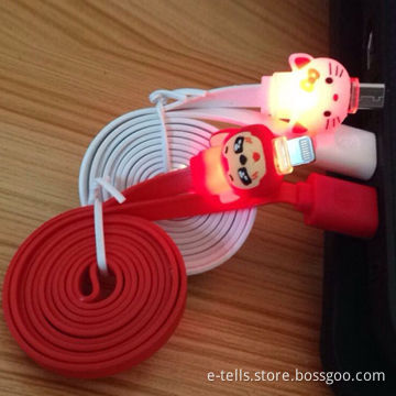 Customized 3D cartoon PVC cap noodles USB cable with light